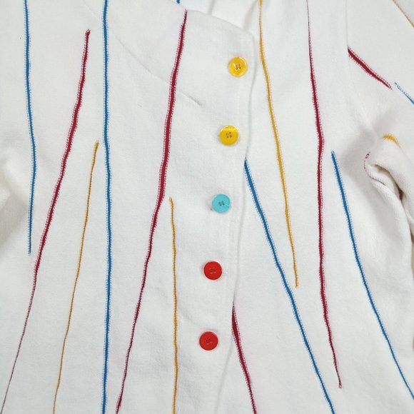 Aventures Des Toiles Womens Cardigan Sweater Size 40 Cotton Crop Art To Wear 10 - Picture 3 of 8